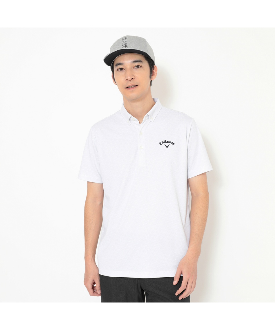 2026年春夏　Golfickers ゴルフ　半袖ポロシャツ　L ホワイト ゴルフウェア ポロシャツ 半袖 裏クールロゴプリントカノコ半袖