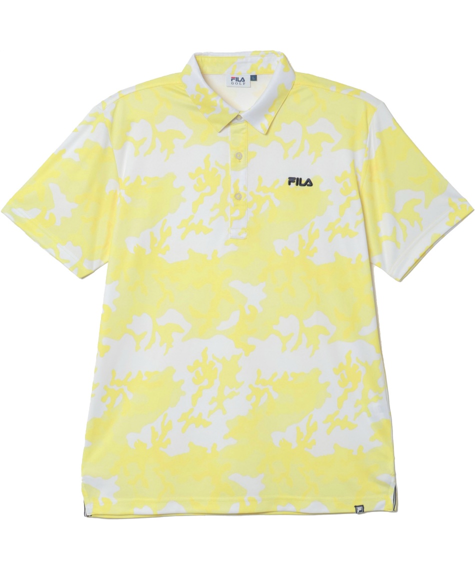 FILA GOLF フィラゴルフ 半袖 ポロシャツ 総柄 カモフラ イエロー M フィラ(FILA) ゴルフウェア ポロシャツ 半袖 総柄半袖ポロ 745542