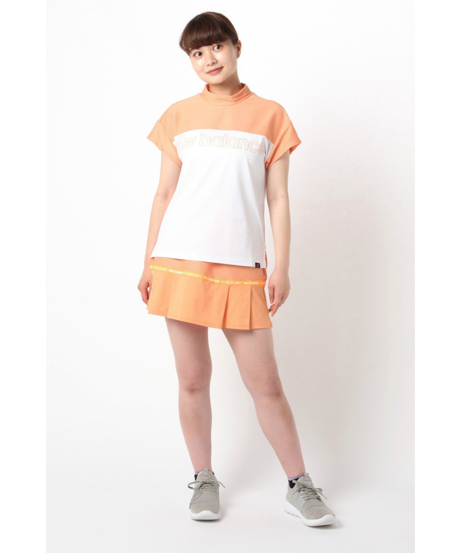 中古品 New Balance Golf モックネック 半袖 ボーダー Lサイズ