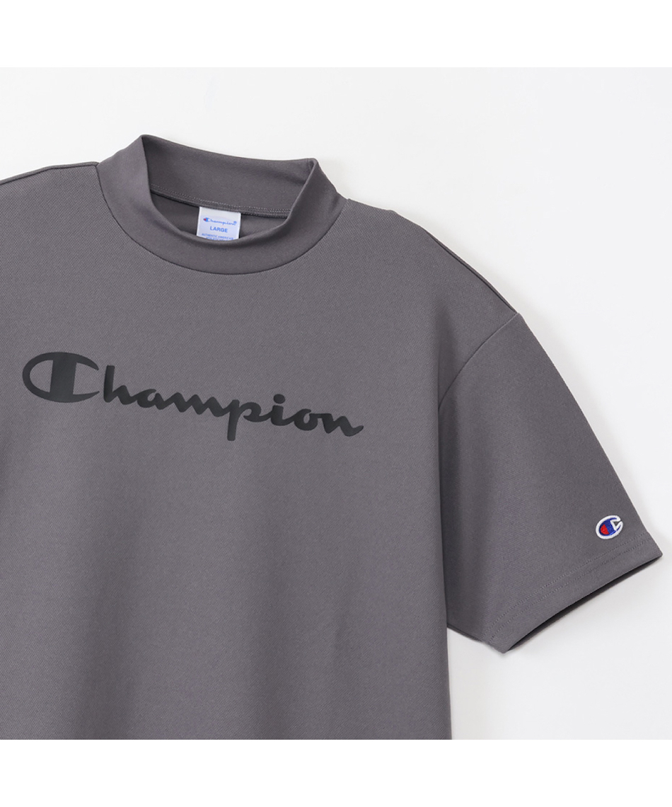 チャンピオンゴルフモックネックMサイズグレー チャンピオン(Champion) ゴルフウェア 半袖シャツ ロゴモックネック