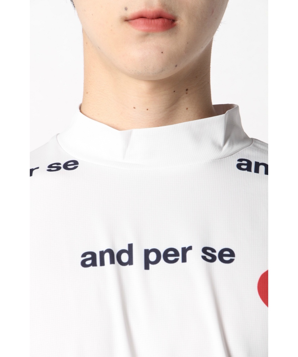 and per se アンパスィ　モックネック　半袖シャツ　ロゴ　メンズ　ゴルフ アンパスィ(and per se) ゴルフウェア 半袖シャツ ロゴ総柄プリント