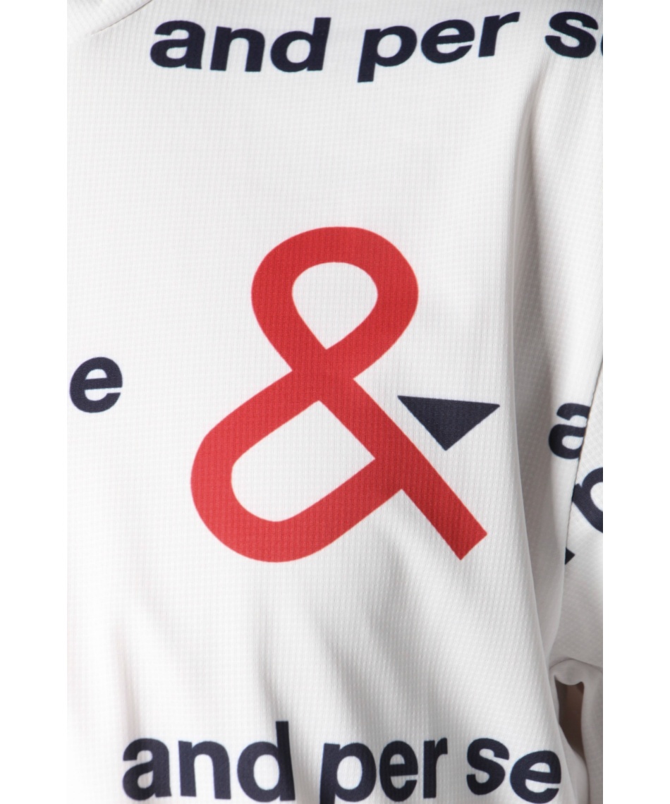 アンパスィ(and per se) ゴルフウェア 半袖シャツ ロゴ総柄プリント