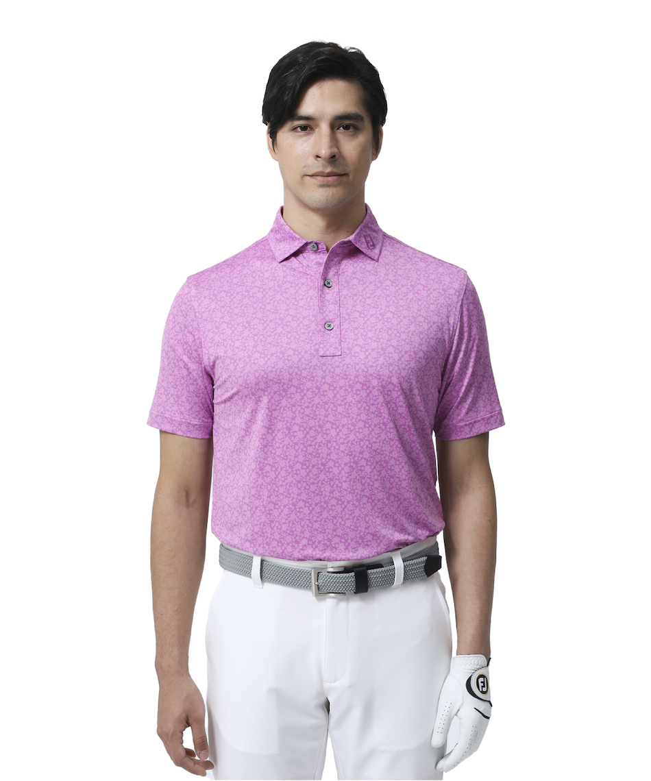 新品　FootJoy ゴルフウェア ポロシャツ ピンク 総柄 L ¥25300 フットジョイ(FootJoy) ゴルフウェア ポロシャツ 半袖 フラワー