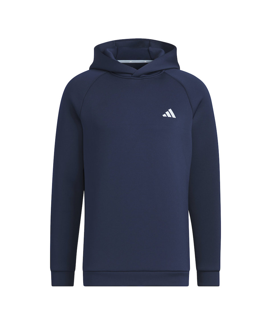 【美品】adidas　アディダス　ダンボールニット フード付きセット ブルー アディダス(adidas) ゴルフウェア スウェット エンボスプリント