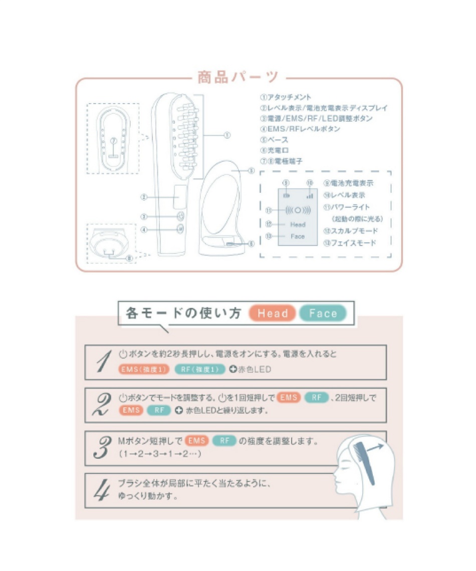 ウェイブウェイブ 頭皮ブラシ EMS RF 美顔器 リフトアップ SCALP BLUSH