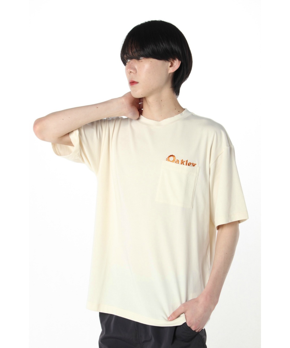 OAKLEY オークリー ヘンリーネック tシャツ 半袖 ワンポイント ブラウン OAKLEY オークリー ヘンリーネック tシャツ 半袖 ワンポイント