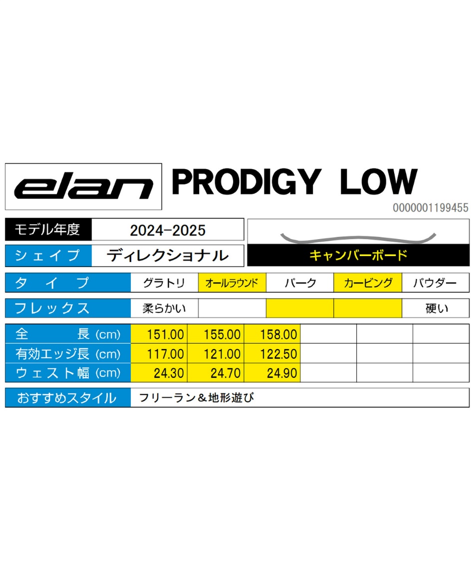 スノーボード 板 プロディジーロー PRODIGY LOW オールラウンド 【24