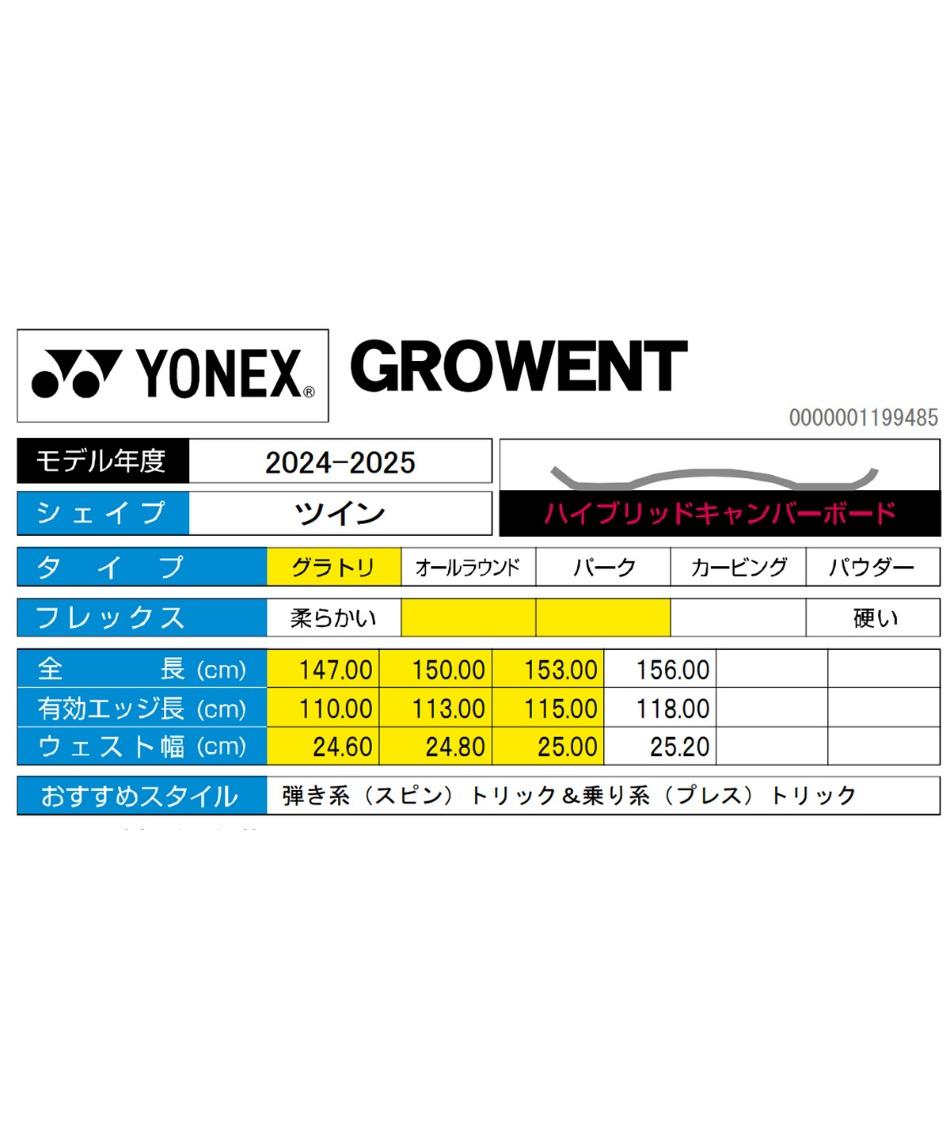 スノーボード 板 グローエント GROWENT グラトリ 【24-25 2024-2025 