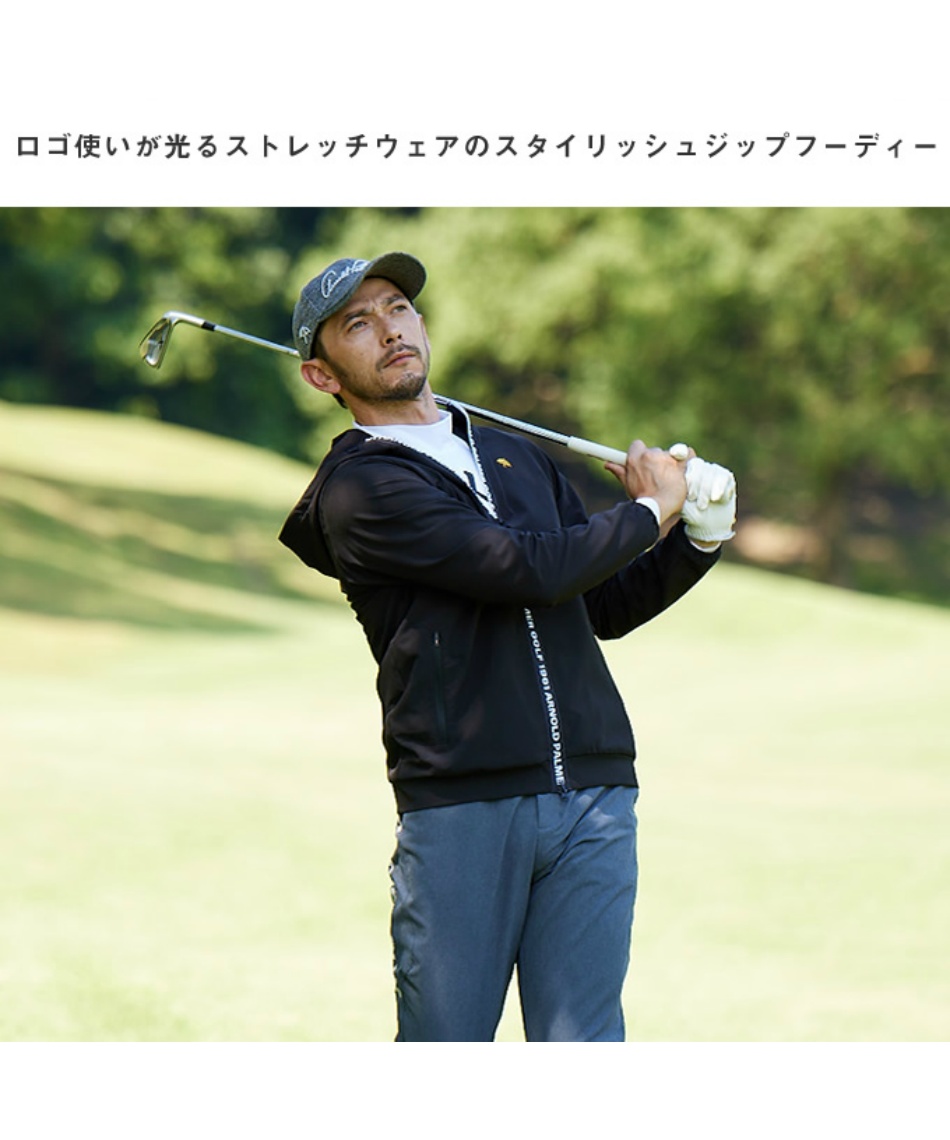 ゴルフウェア スウェット BKロゴファスナージップフーディー