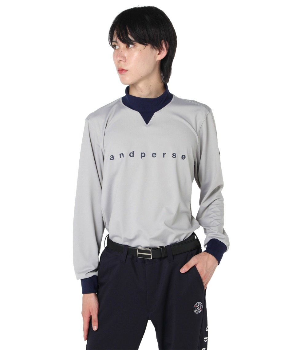 ゴルフウェア 長袖シャツエアロスウェット長袖モックネックシャツ