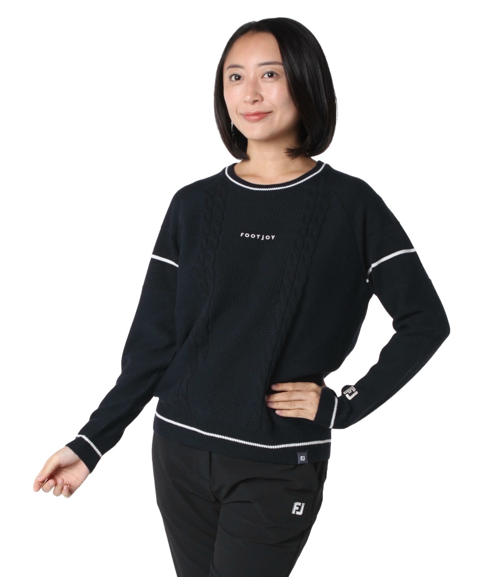 ☆footjoy golf☆フットジョイ韓国 レディース防風ニット フットジョイ(FootJoy) ゴルフウェア セーター ケーブル柄 防風裏地