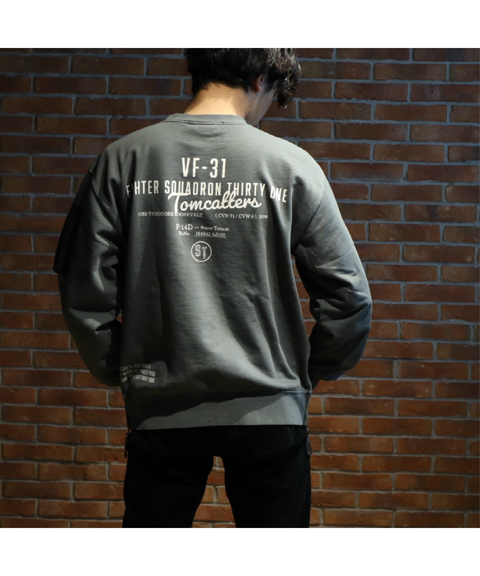 スウェット フェイドウォッシュ ミリタリーポケット スウェット