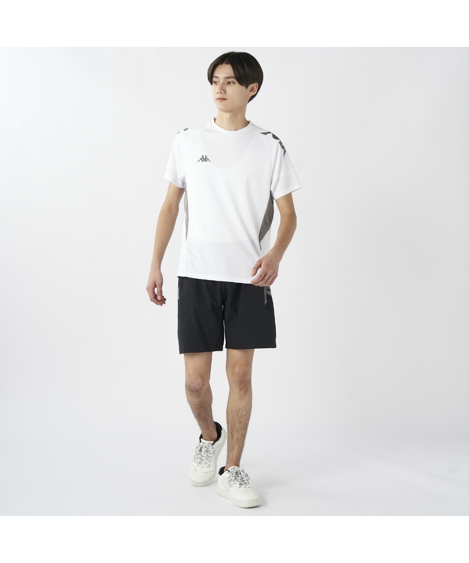  サッカーウェア ホワイトLサイズ 長袖ハーフパンツセット サッカーウェア ハーフパンツ Kappaプラクティスパンツ 215-239
