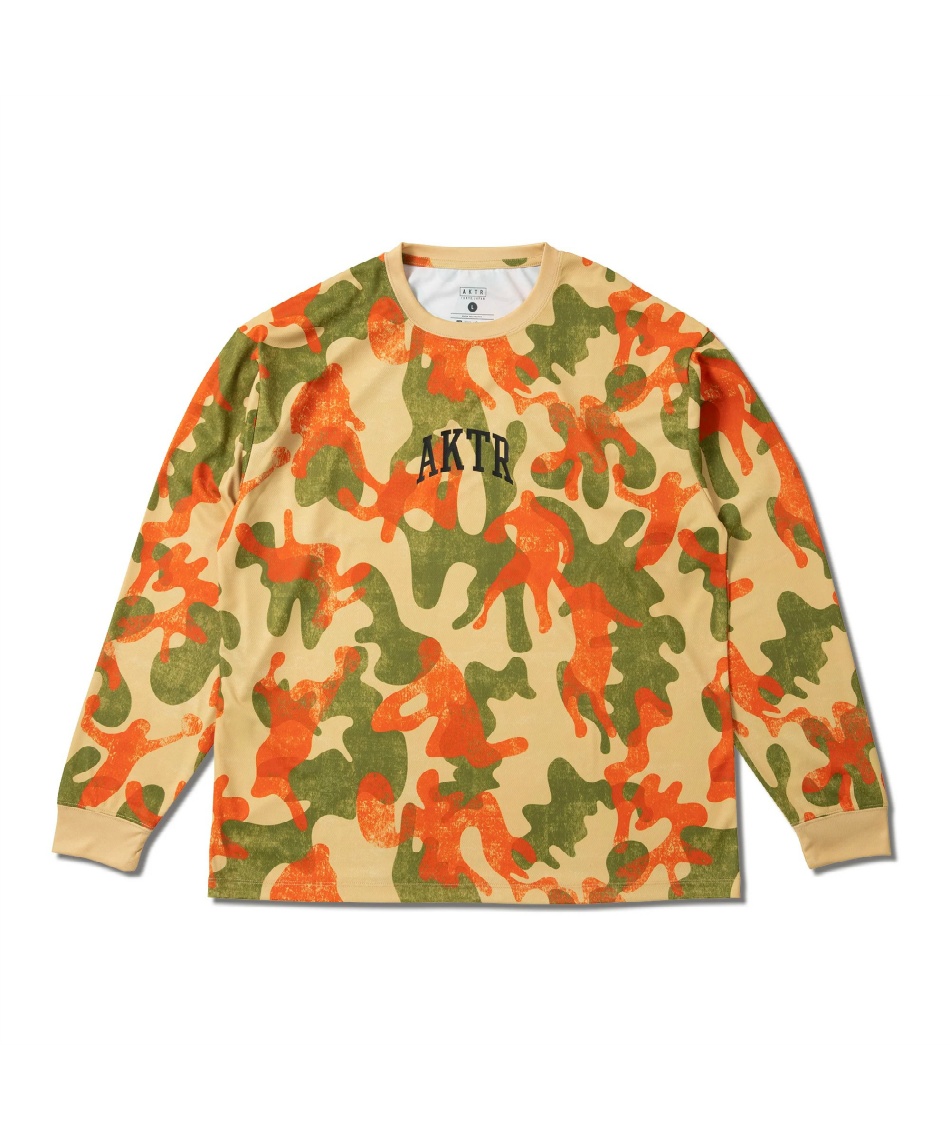 獲得ポイント60pt 【送料無料】アクター(AKTR) バスケットボール 長袖シャツ PLAY CAMO LOOSE FIT L/S SP TEE 225-019005 メンズ BEIGE M
