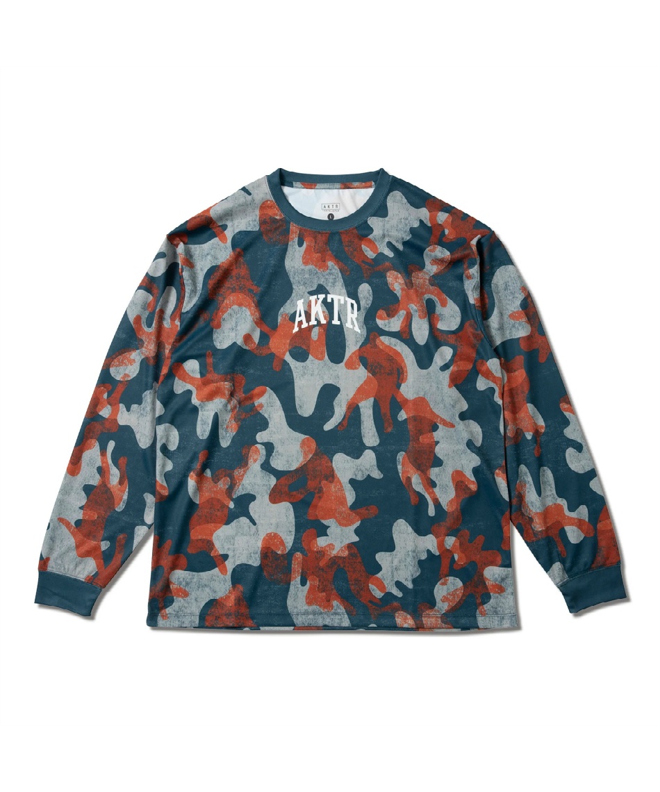 獲得ポイント60pt 【送料無料】アクター(AKTR) バスケットボール 長袖シャツ PLAY CAMO LOOSE FIT L/S SP TEE 225-019005 メンズ NAVY M