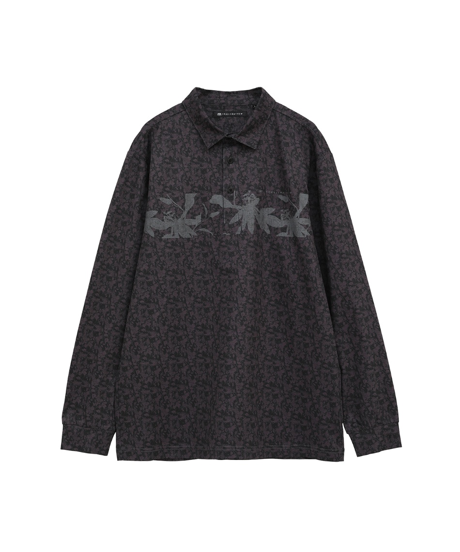 獲得ポイント150pt 【送料無料】トラヴィスマシュー(TravisMathew) ゴルフウェア ポロシャツ 長袖 ラベンダー柄 チェストプリント 長袖シャツ 7AM017 【国内正規品】【2025年秋冬モデル】 メンズ 0BLK XL