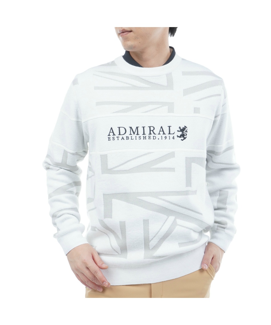 獲得ポイント141pt 14% OFF/SALE 【送料無料】アドミラル(Admiral) ゴルフウェア セーター UJジャガードクルーネックセーター ADMA564 【2025年秋冬モデル】 メンズ 00WHT M