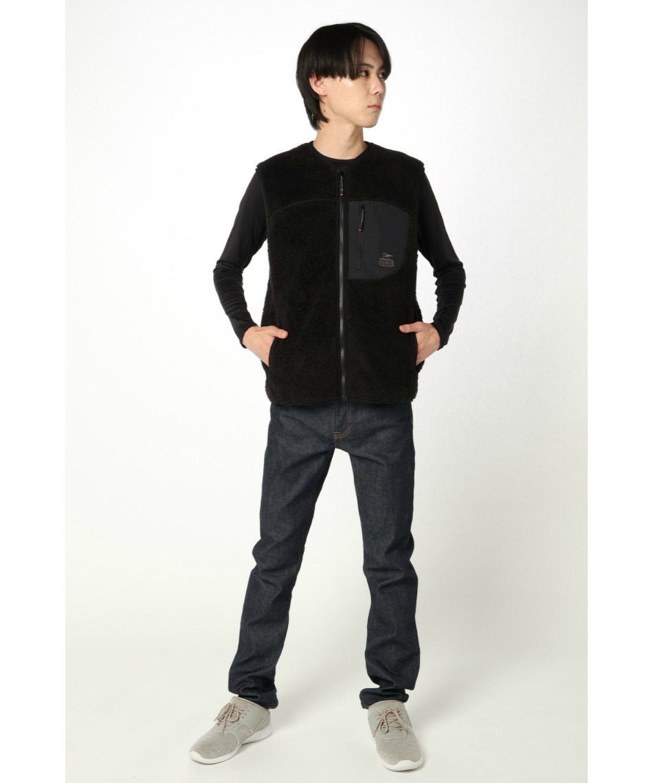 チャムス(CHUMS) フリース ベスト ボンディングフリースノーカラー