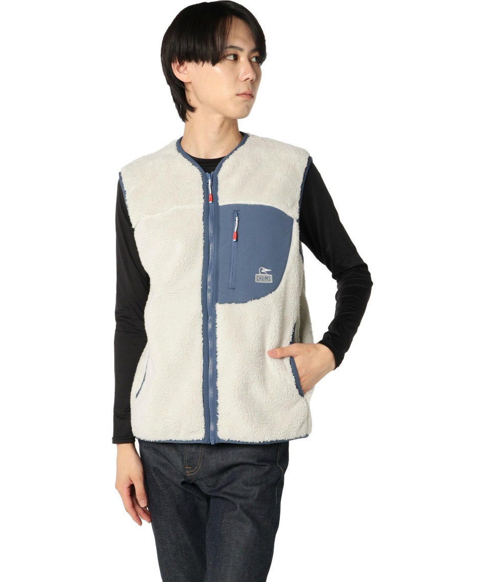 チャムス(CHUMS) フリース ベスト ボンディングフリースノーカラー