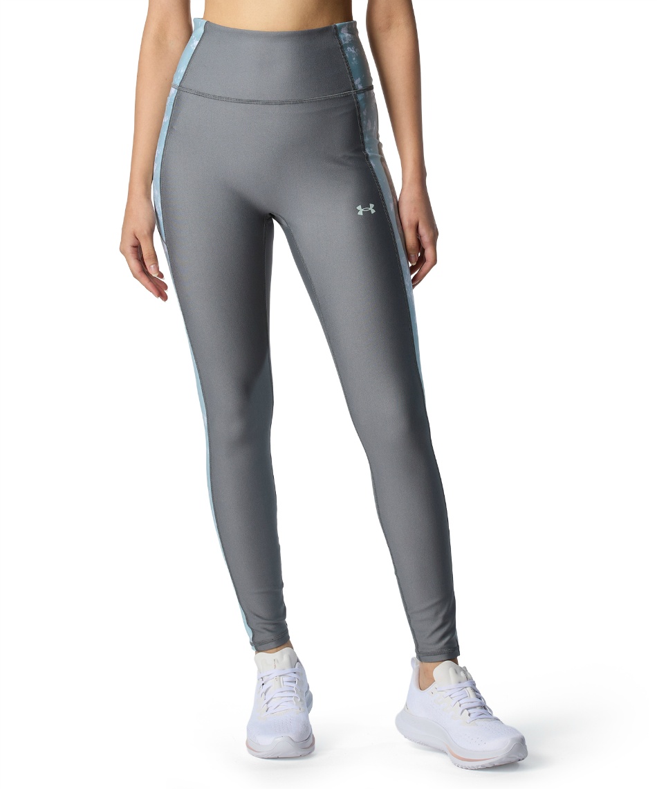 ゆ*ゆ様 GYAKUSOU タイツ ブルー/グレー ランニング アンダーウェア アンダーアーマー(UNDER ARMOUR) ロングタイツ UA HEATGEAR PRINT