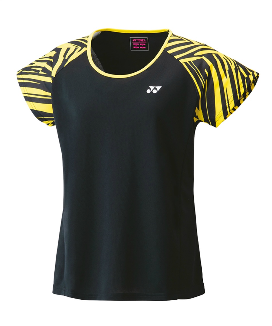 YONEX バドミントン 半袖シャツ 黒/黄 ヨネックス(YONEX) バドミントンウェア Tシャツ 半袖 ウィメンズ