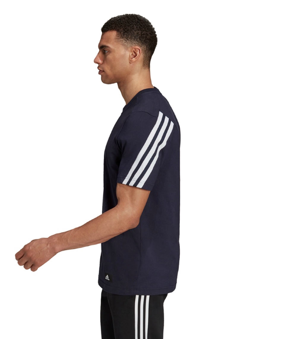 adidas ストライプ Tシャツ 半袖 アイボリー/ネイビー adidas ADICOLOR 3-STRIPES PINSTRIPE T-SHIRT DKBLUE