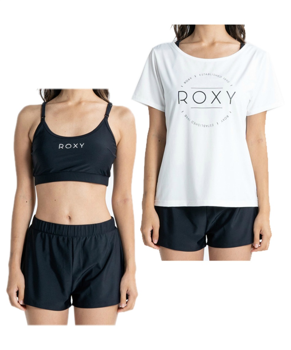ロキシー(ROXY) 水着 タンキニ STEP ラッシュTシャツ付き 水着 3点
