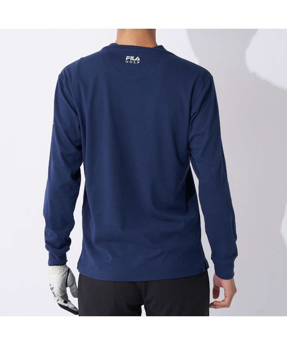 新品FILAGOLFタイポグラフィプリント総柄裏起毛長袖モックネックネイビーLL FILA GOLF 大きいサイズ キングサイズ ビッグサイズ メンズ