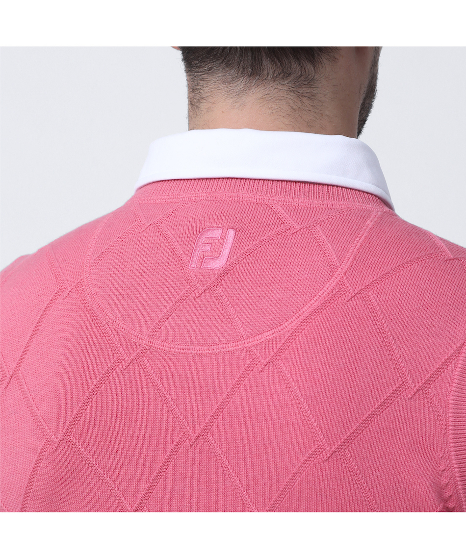 ゴルフウェア ニットベストケーブルアーガイルVネックベストFJ-F23-M02