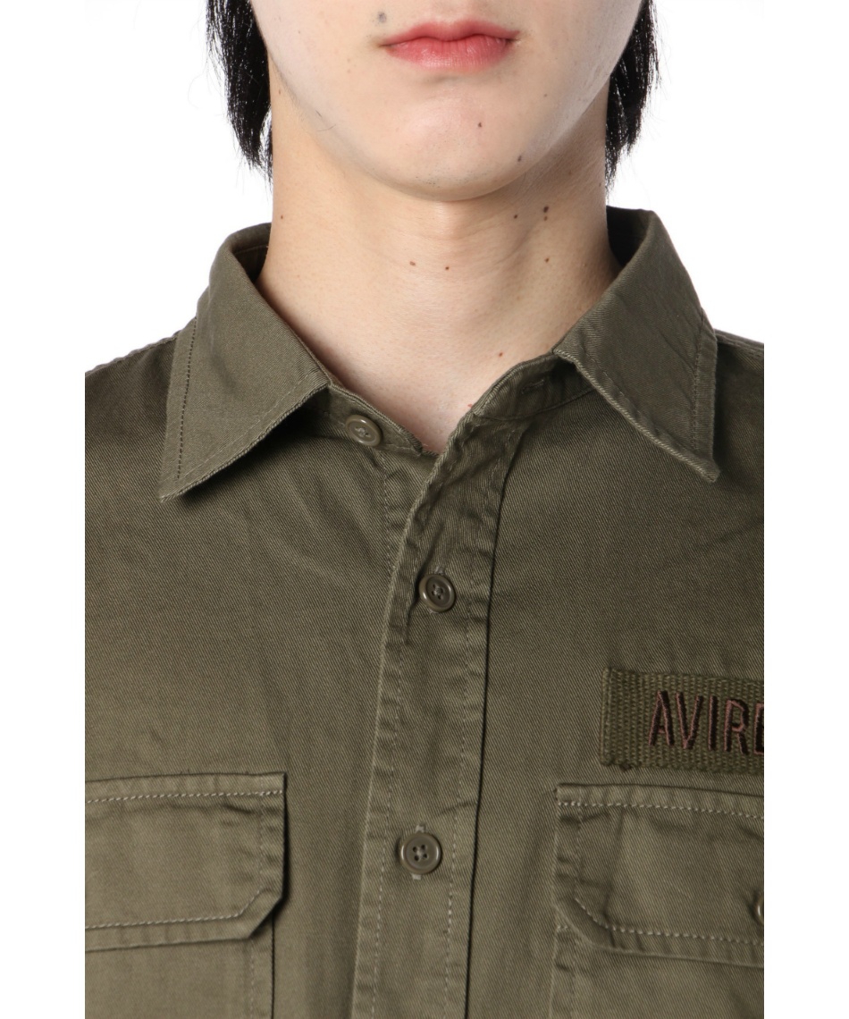 アビレックス AVIREX ポロシャツ 長袖 メンズ BASIC FATIGUE KHAKI L/S SHIRT 長袖 ファティーグ カーキ シャツ 7833920001【ご自宅配送限定】‥ アビレックス(AVIREX) ポロシャツ 長袖 BASIC FATIGUE KHAKI L/S SHIRT