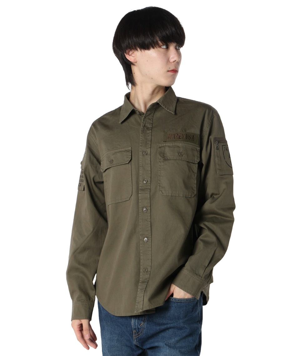 アビレックス(AVIREX) ポロシャツ 長袖 BASIC FATIGUE KHAKI L/S