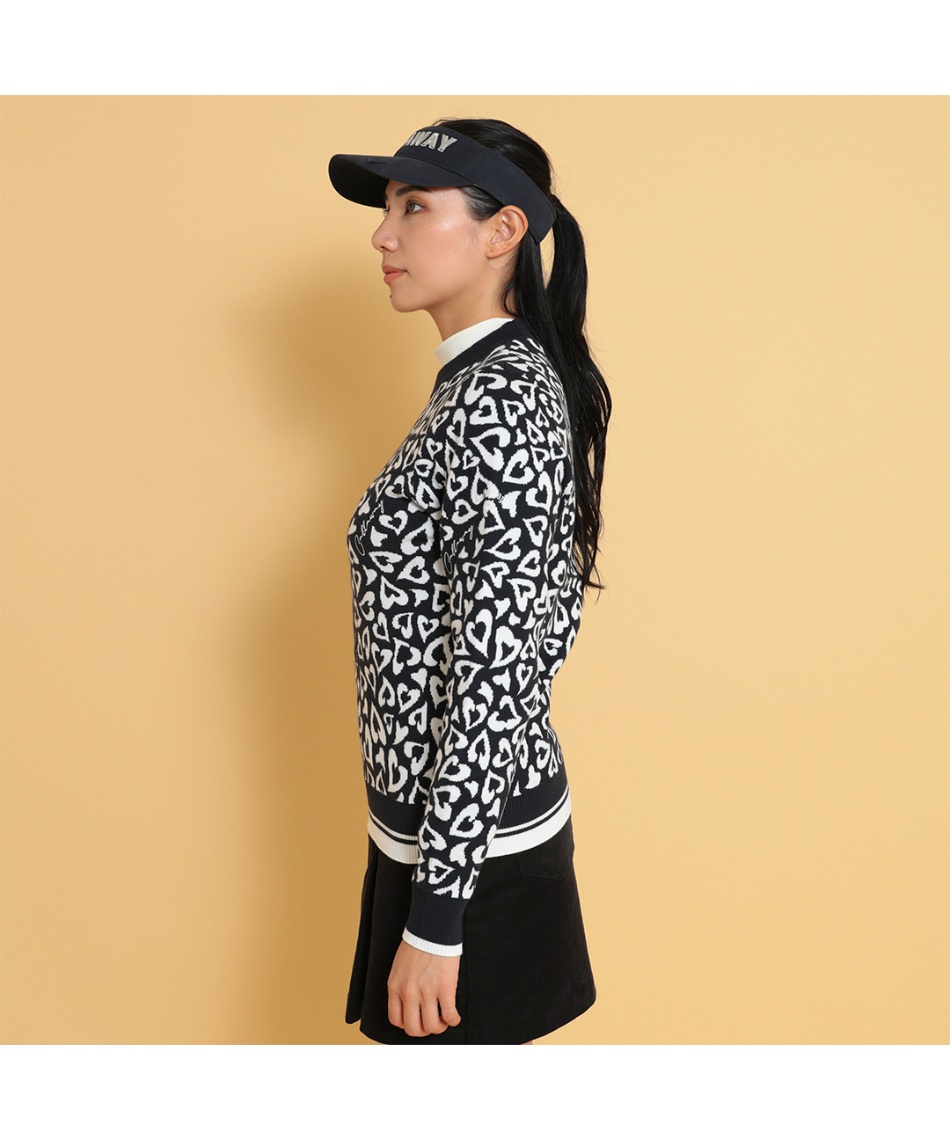 ゴルフウェア セーター レオパードジャカードクルーネックニット