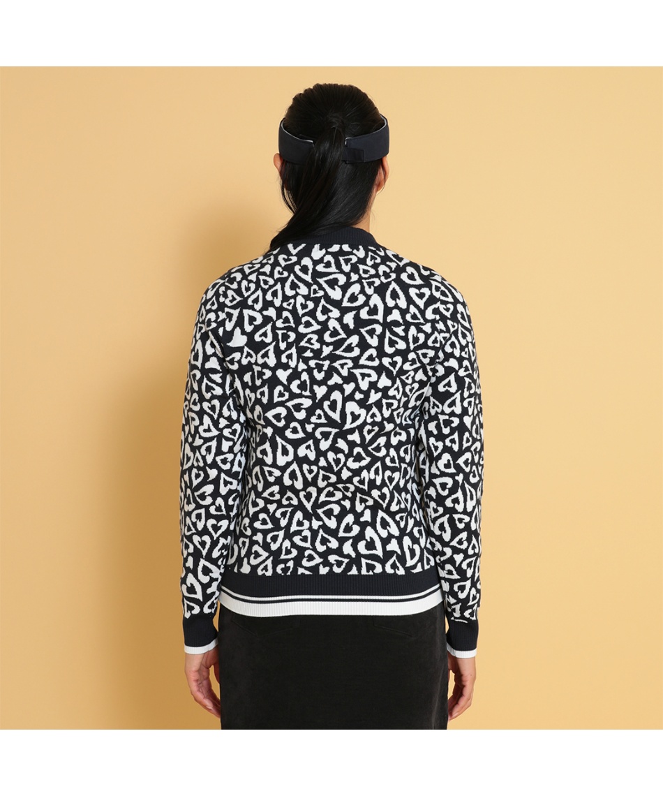 ゴルフウェア セーター レオパードジャカードクルーネックニット