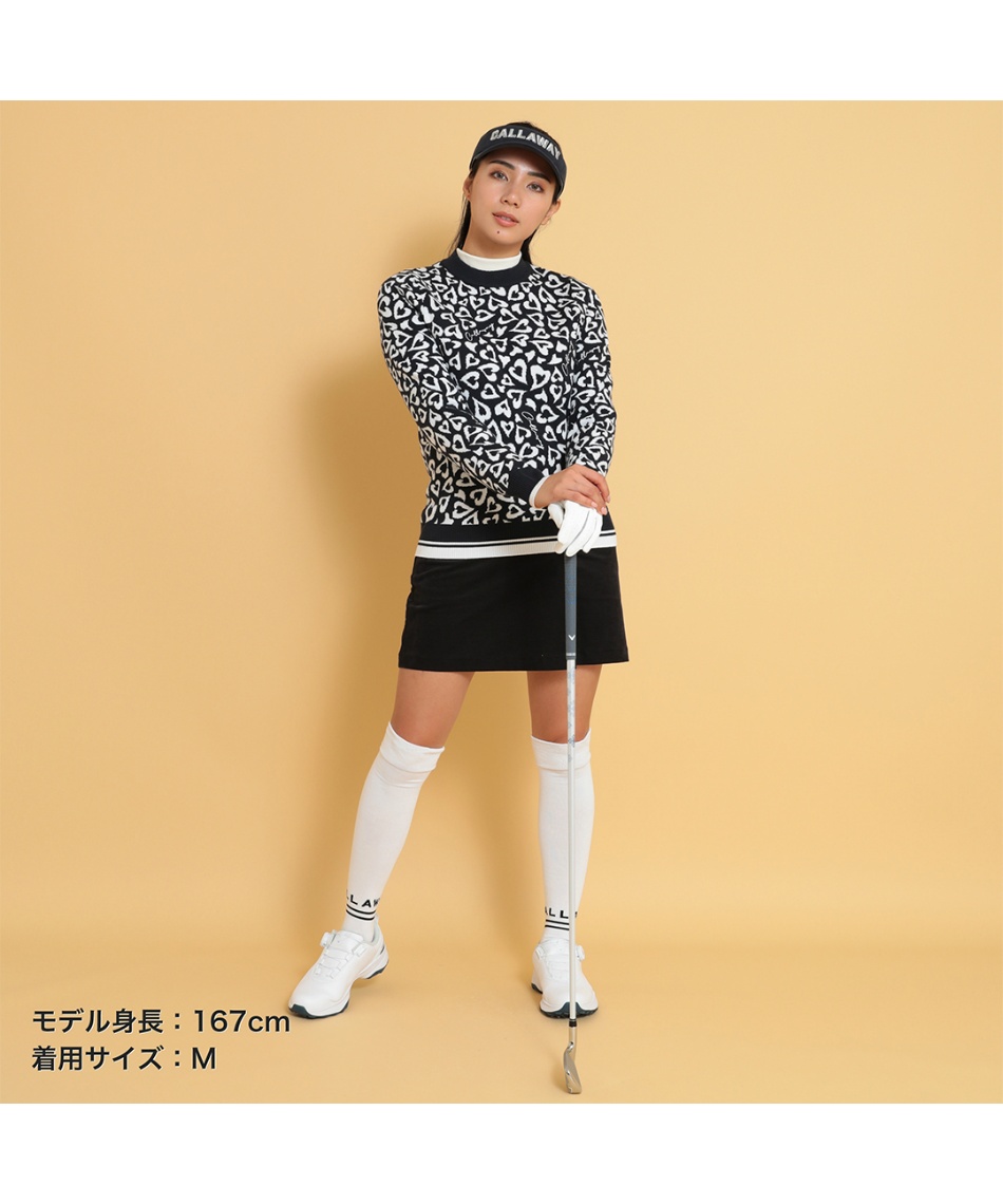 サンディゴルフ　レオパードニット　セーター ゴルフウェア セーター レオパードジャカードクルーネックニット