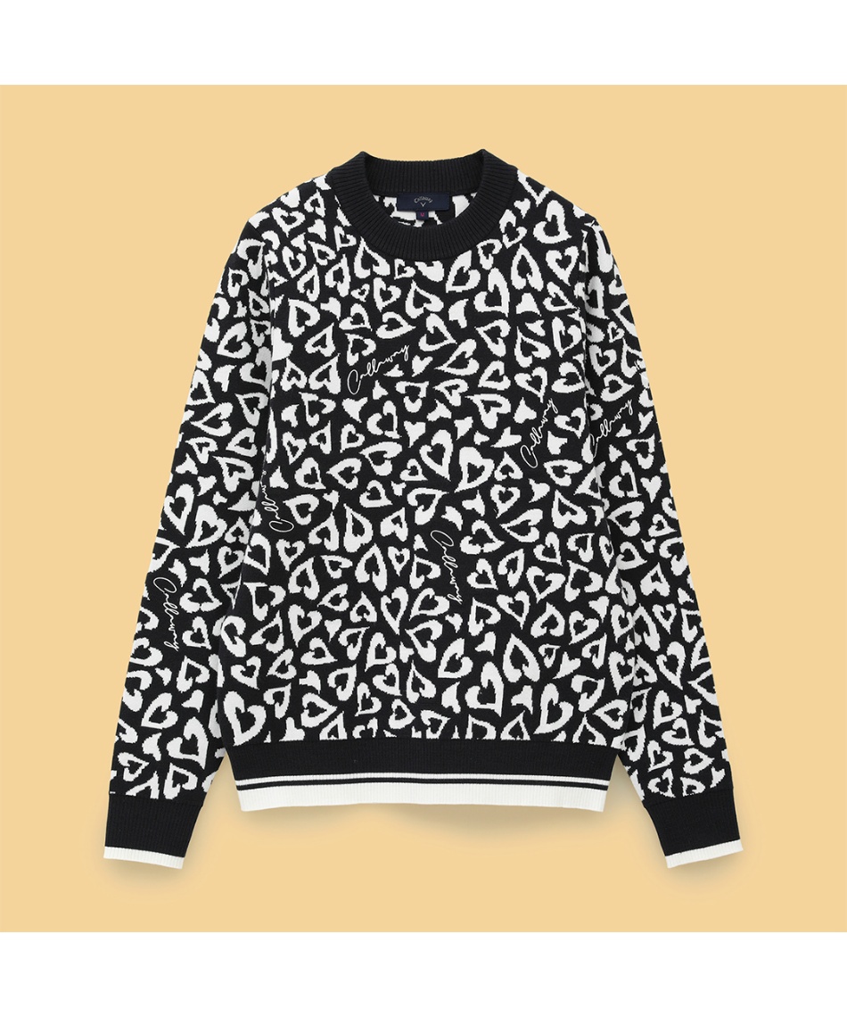ゴルフウェア セーター レオパードジャカードクルーネックニット