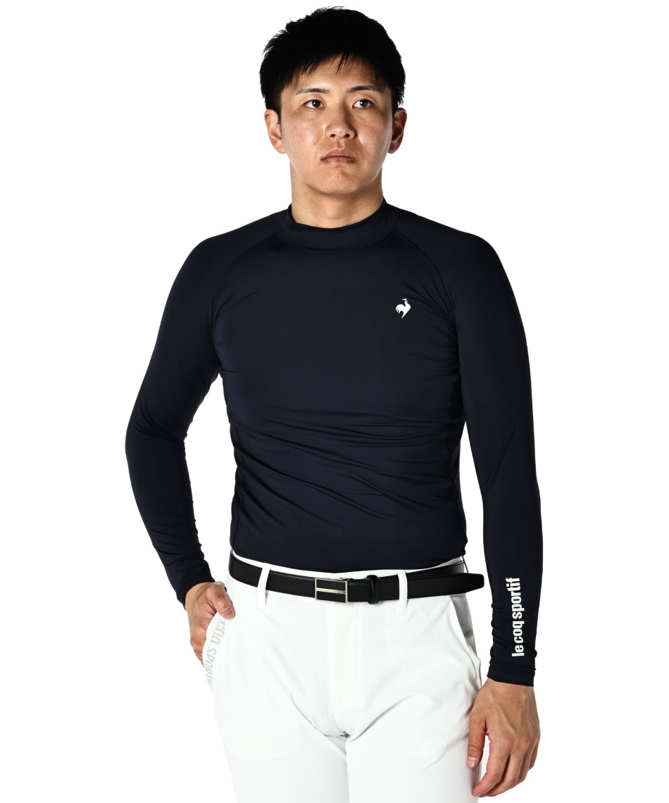 送料込☆15400円☆ルコックゴルフ 総柄ハイネック長袖シャツ QGMWJB23☆L