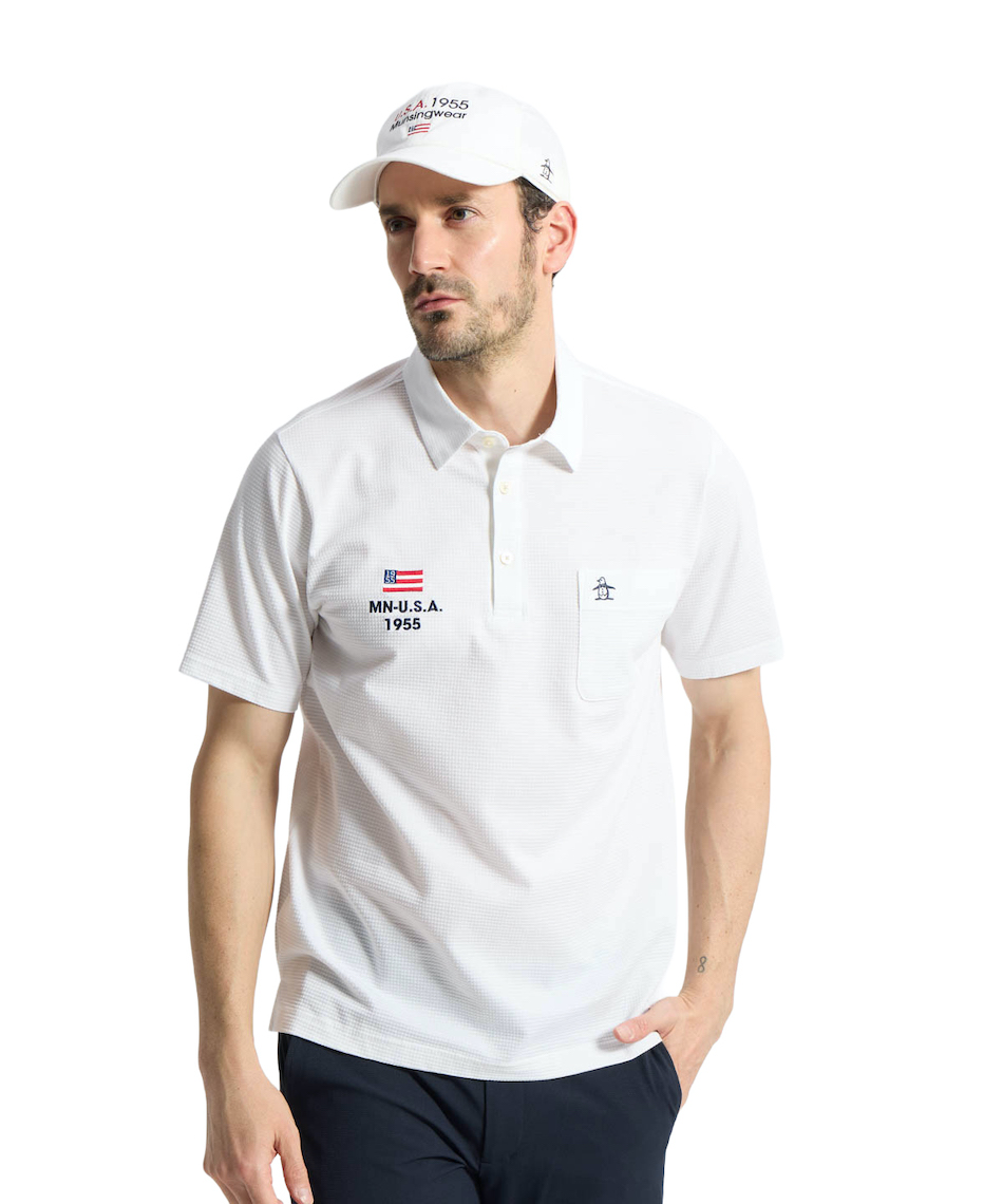 Munsingwear ゴルフシャツ 半袖 ホワイト LL マンシング(Munsingwear) ゴルフウェア ポロシャツ 半袖 ハウンド