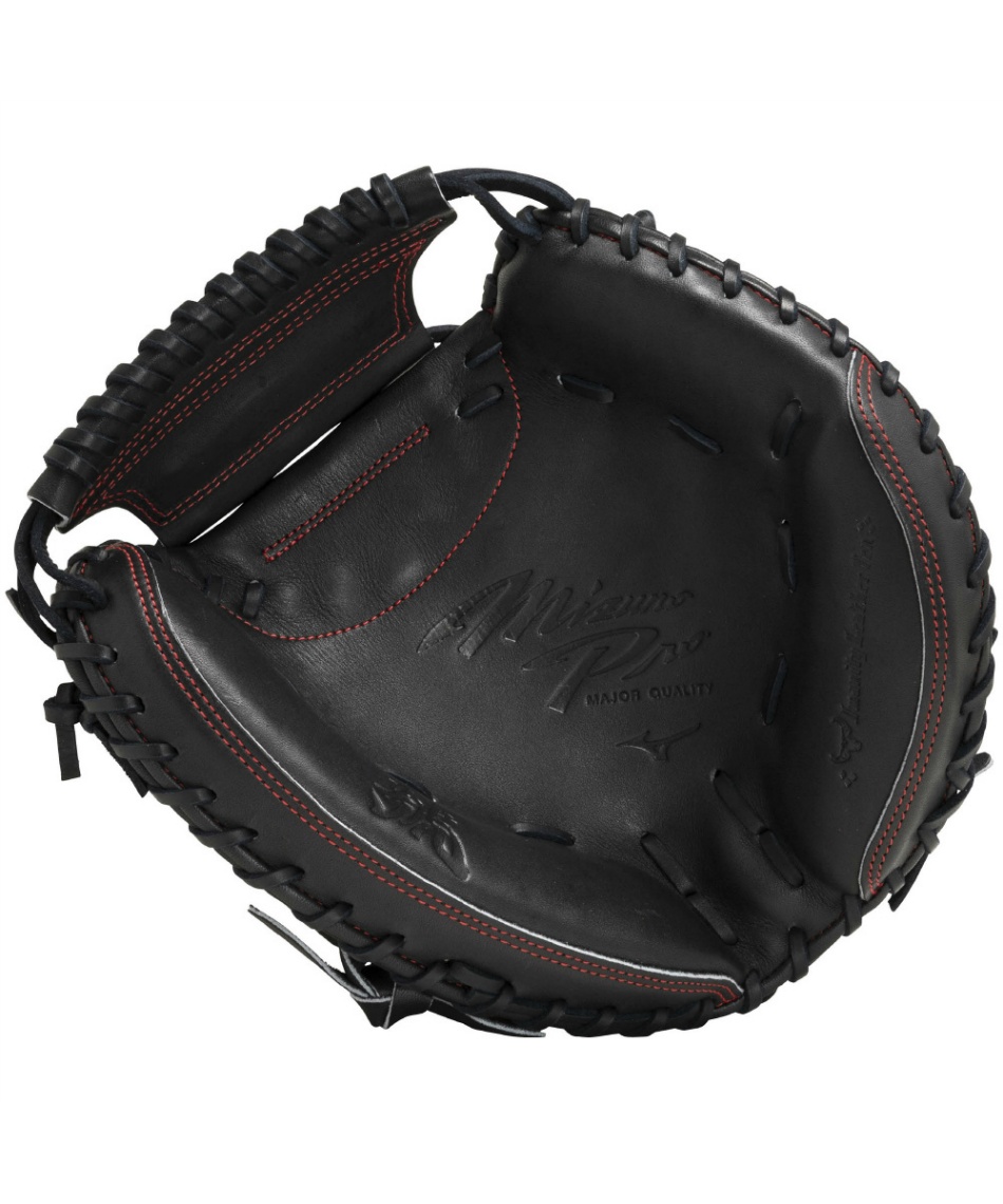 早い者勝ち　ミズノプロ硬式グローブ 左外野手用　黒 レザー　高校野球対応　超美品 クーポン対象外】 ミズノ 野球 硬式グローブ 捕手 硬式用ミズノプロ號