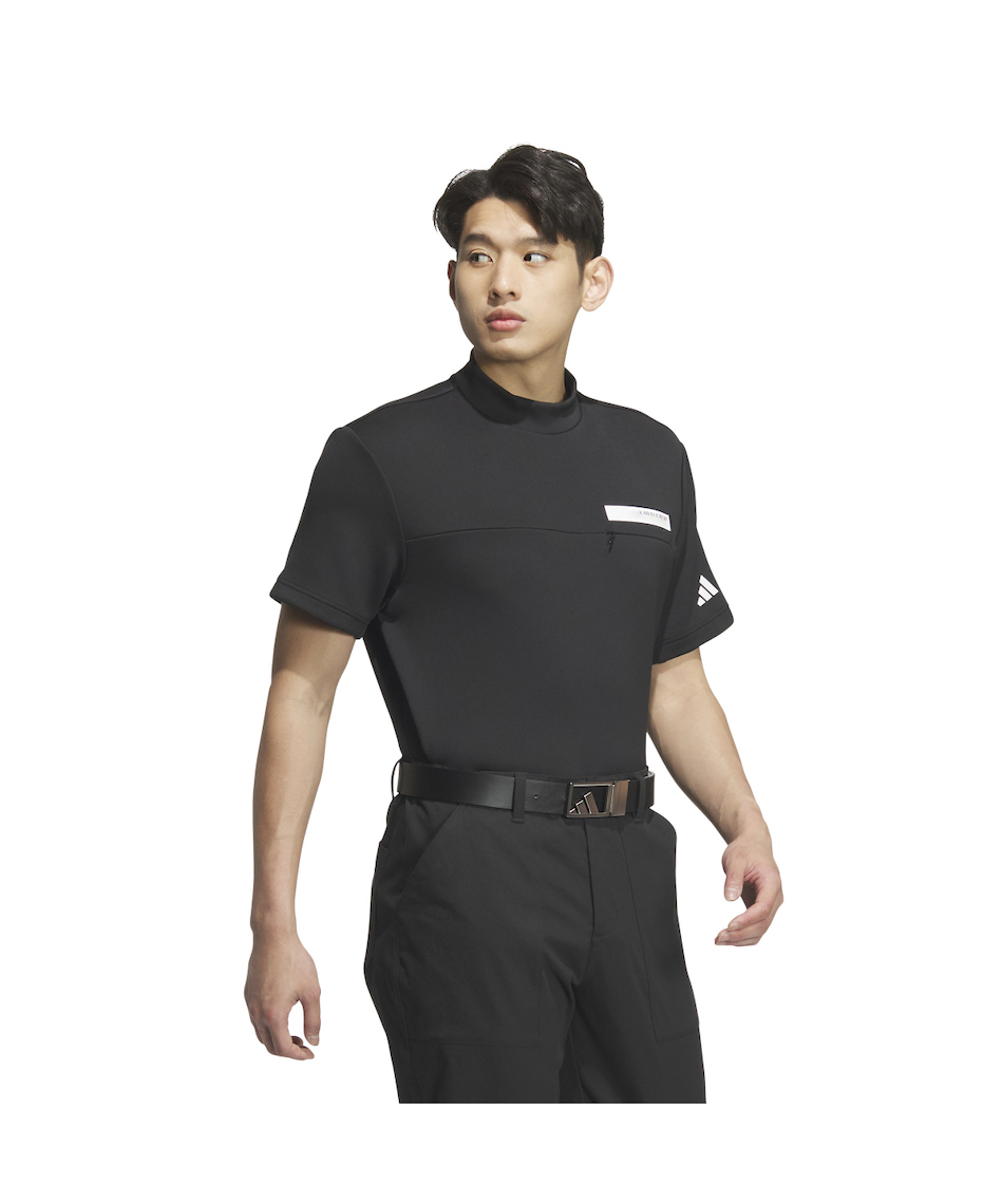 ゴルフウェア 半袖シャツ チェストポケットモックネック半袖シャツ