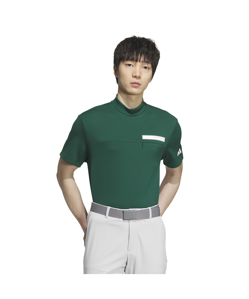 ゴルフウェア 半袖シャツ チェストポケットモックネック半袖シャツ