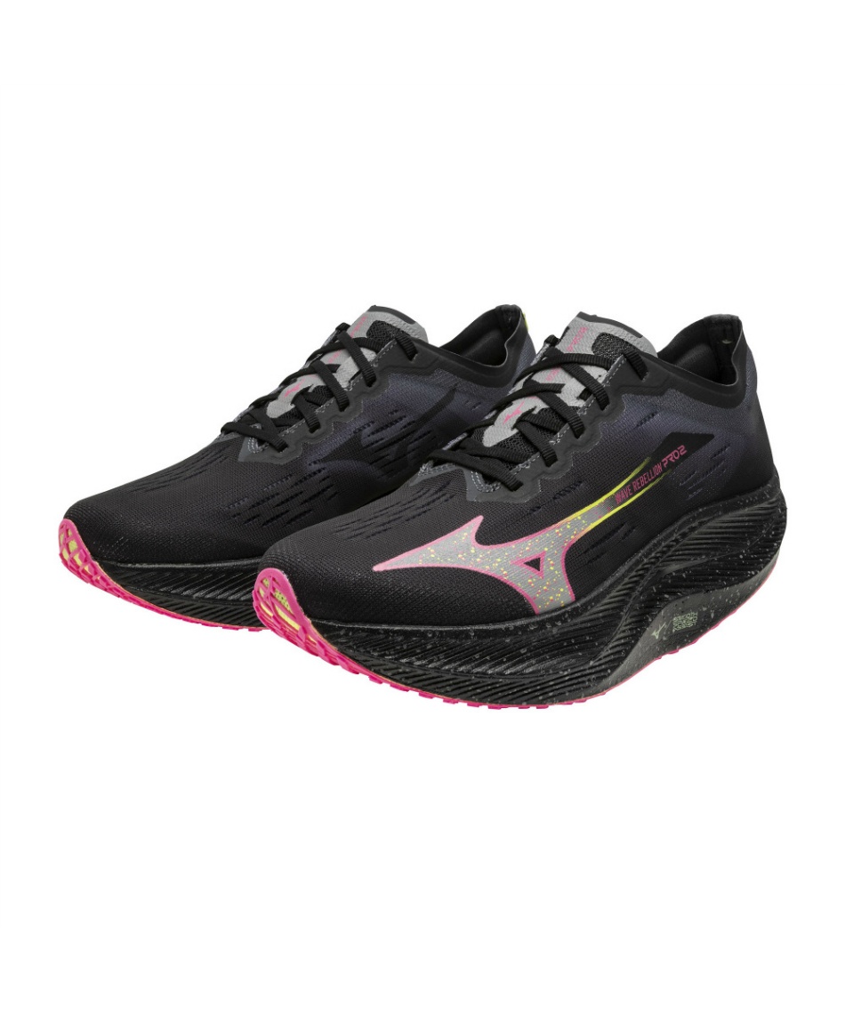Mizuno WAVE REBELLION PRO 2 ブラック/ピンク ランニングシューズウエーブリベリオンプロ 2 WAVE REBELLION PRO