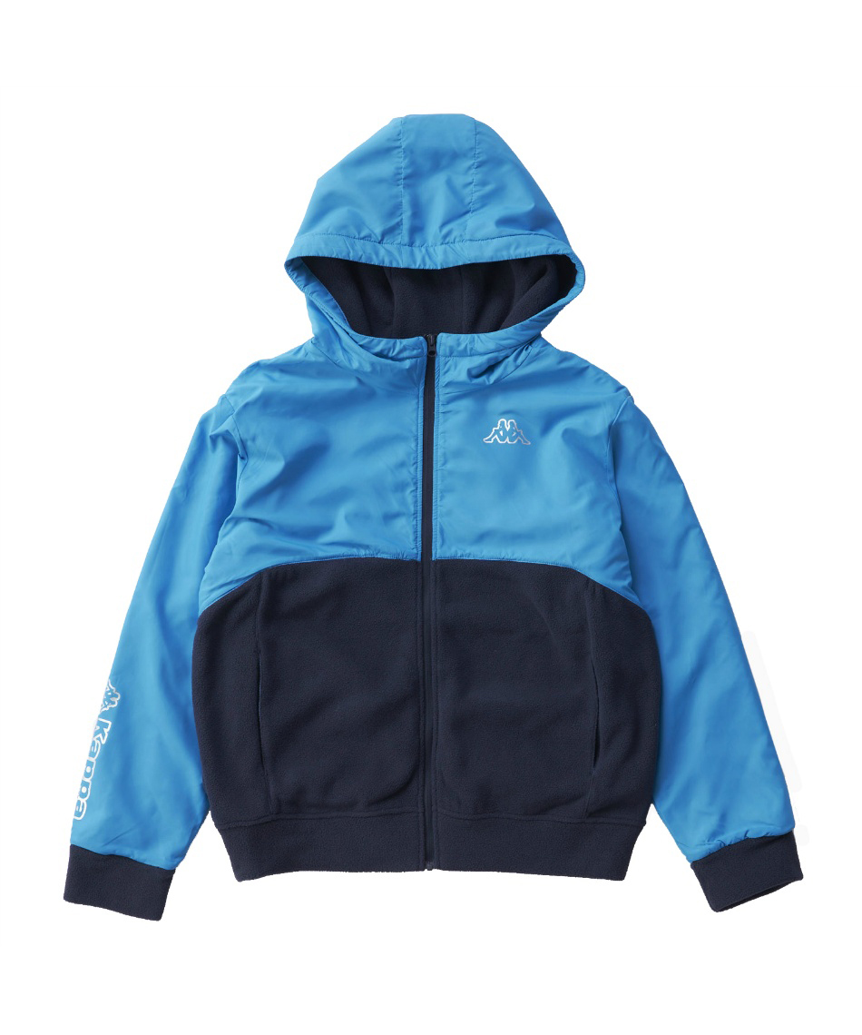 Kappa フード付きジャケット M 青 カッパ(Kappa) ウインドブレーカー ジャケット フリースハイブリット