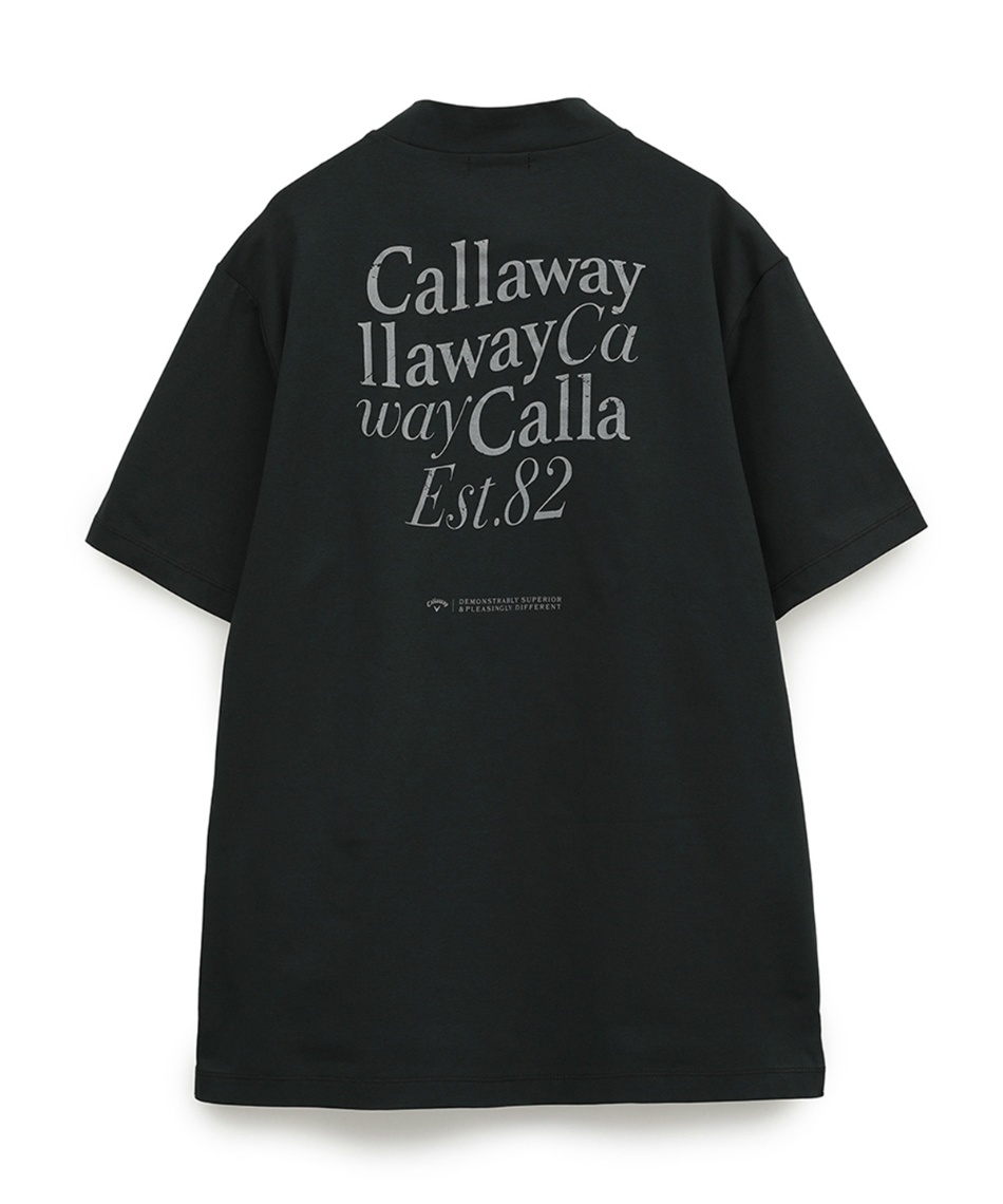 ゴルフウェア 半袖シャツ 裏クールバックプリント半袖モック