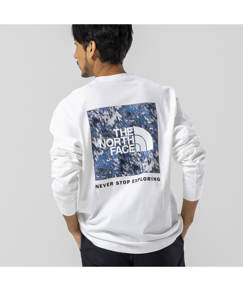 Tシャツ 長袖 スクエアデジタルグラフィック長袖 T NT82545-W 【国内