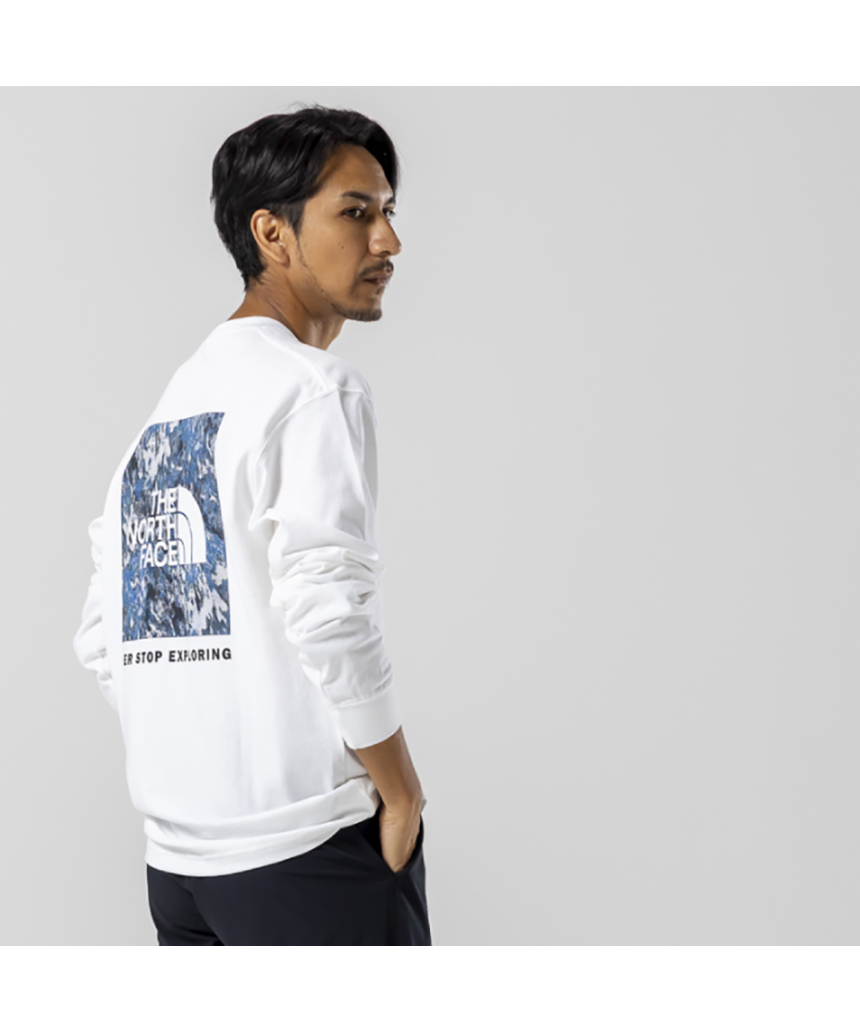 Tシャツ 長袖 スクエアデジタルグラフィック長袖 T NT82545-W 【国内