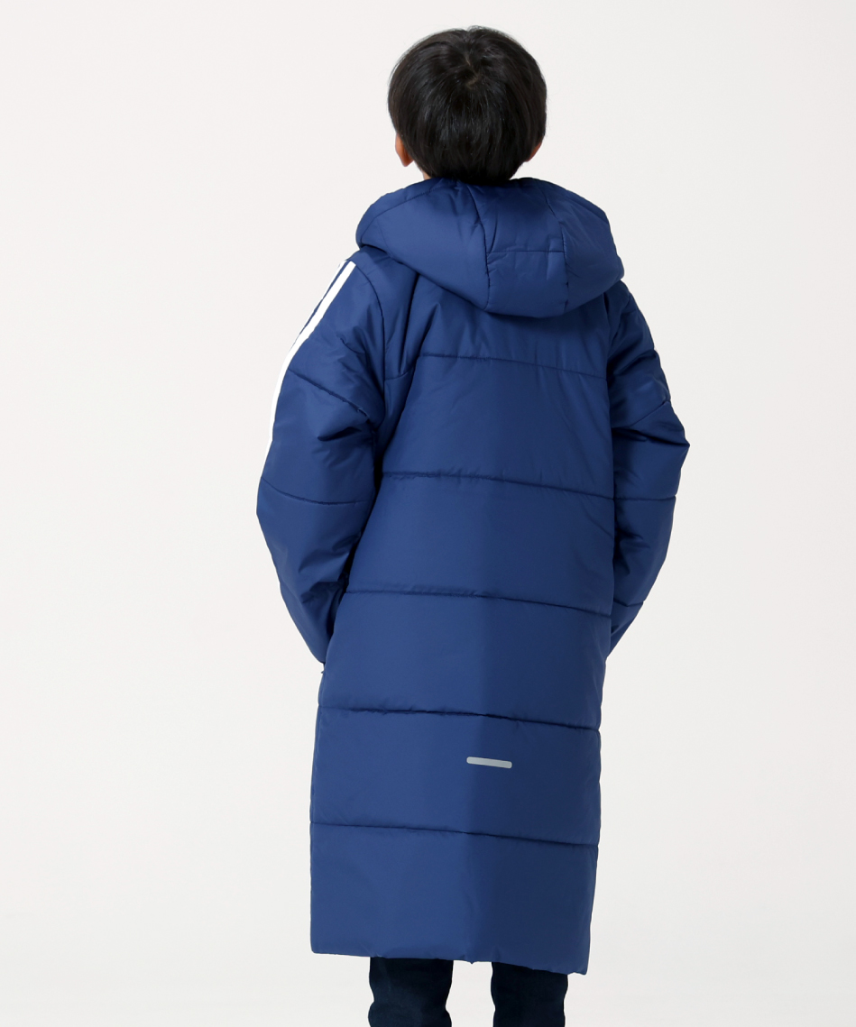 adidasベンチコート　ロングコート　青 アディダス(adidas) ベンチコート 3ストライプロングコート JYD14