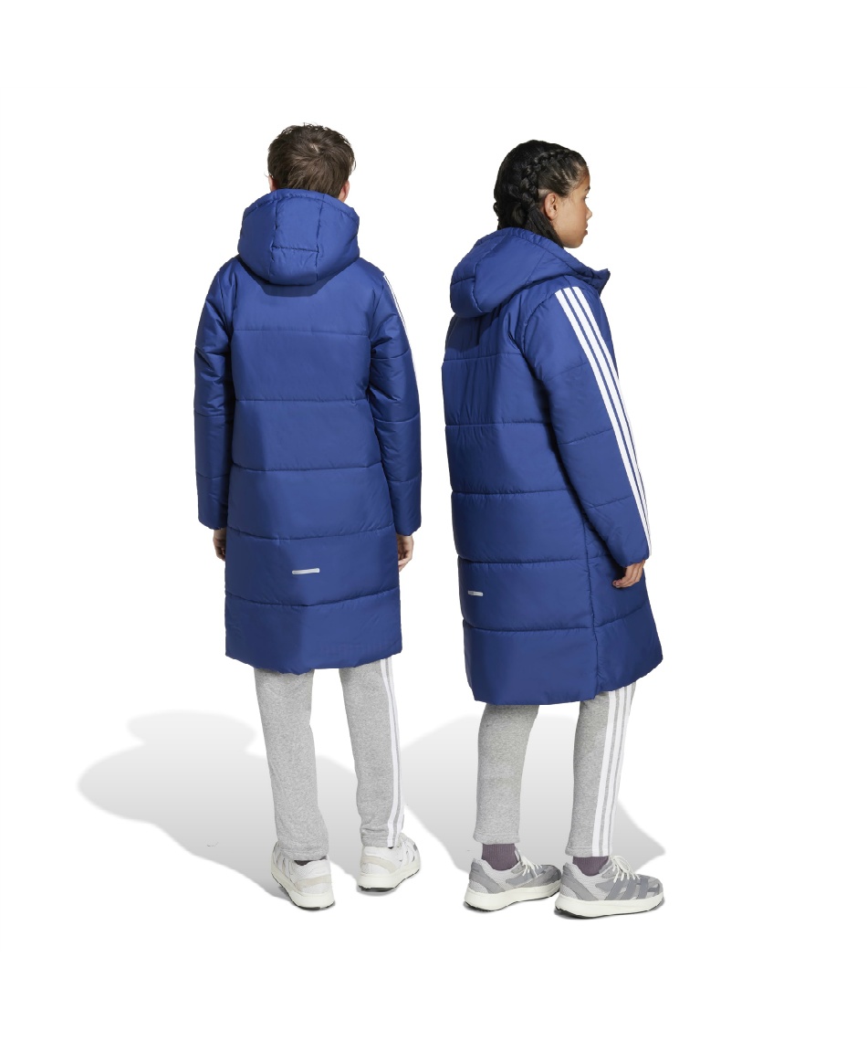 adidasベンチコート　ロングコート　青 アディダス(adidas) ベンチコート 3ストライプロングコート JYD14