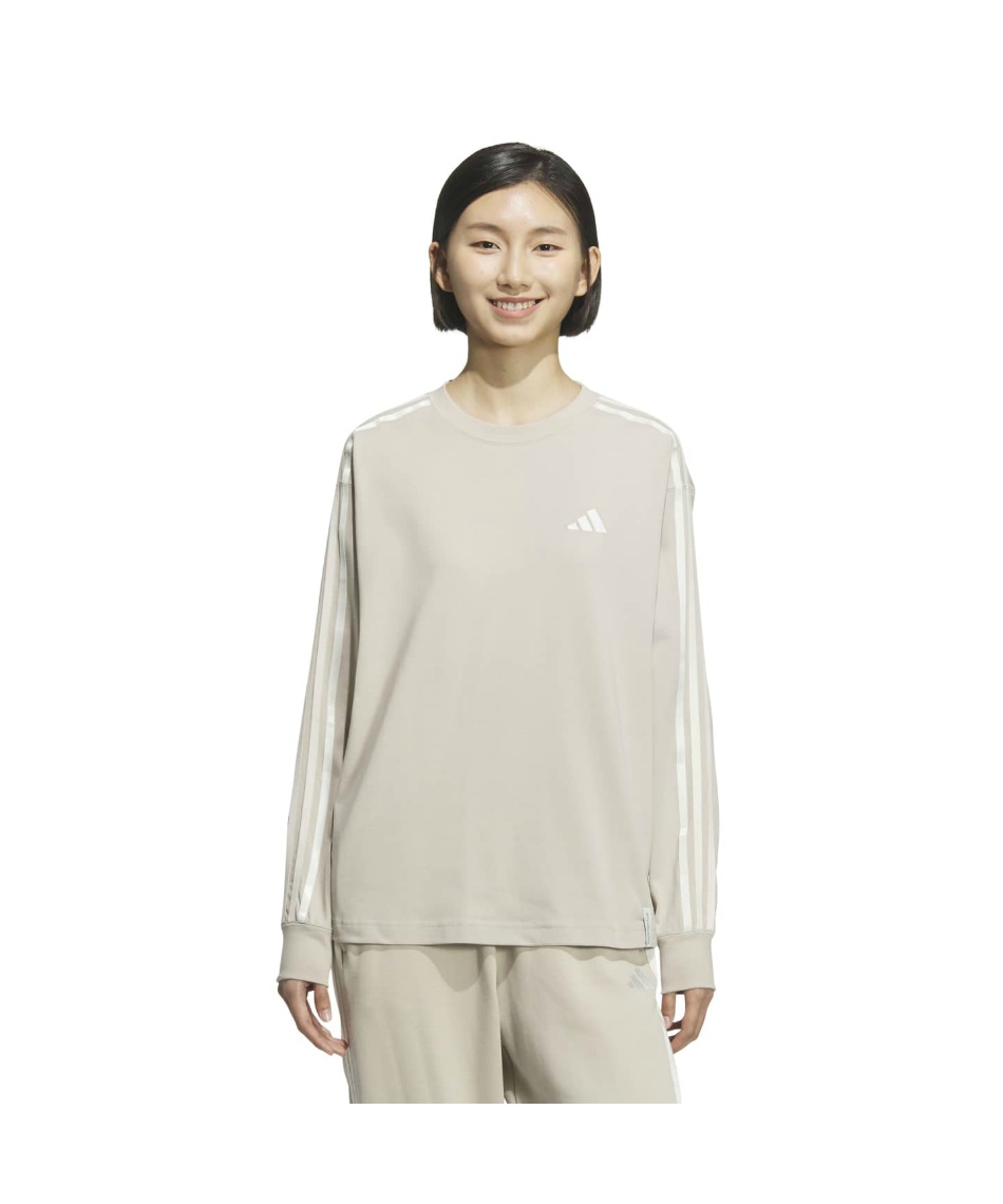 新品 アディダス セットアップ ベージュ ホワイト 長袖 ハーフジップ スカート △△ アディダス(adidas) Tシャツ 長袖 レディース ESS+ 3S LS JUP43