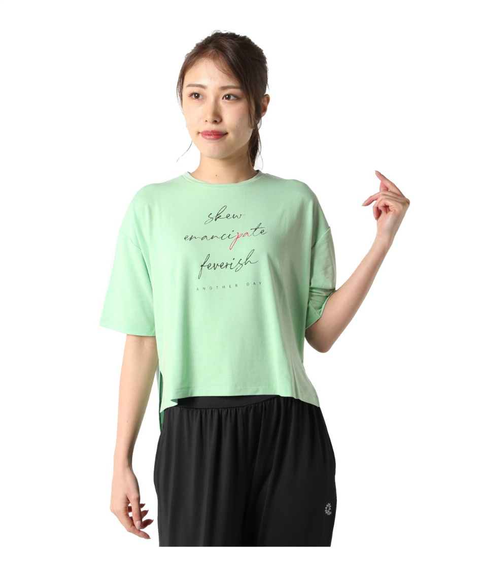 アンドライフ(&life) Tシャツ 半袖 汗染防止 ロゴ ショート丈Tシャツ AL451102K074