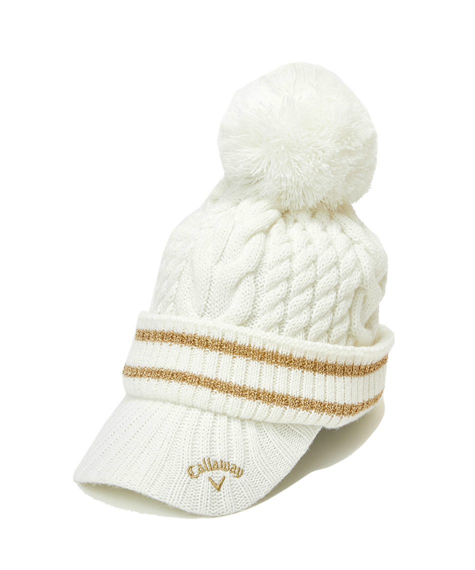 キャロウェイ(Callaway) ゴルフ ニット帽 ケーブルニットポンポンツバ